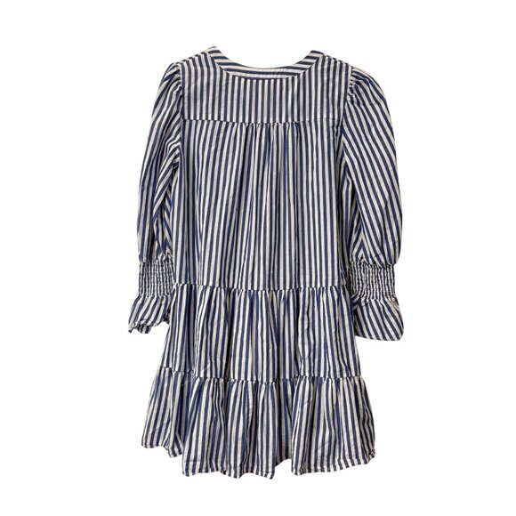Tuckernuck Pomander Place Kenzo Blue Striped Vneck Smocked Cuff Dress Small - Picture 5 of 5